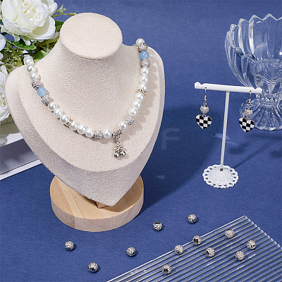 20Pcs Round Brass Micro Pave Cubic Zirconia Beads ZIRC-SC0001-37B-1
