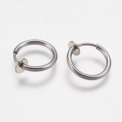 Tarnish Resistant 304 Stainless Steel Retractable Clip-on Hoop Earrings X-STAS-K171-53P-1