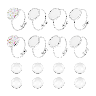 DIY Blank Dome 304 Stainless Steel Open Cuff Ring Making Kits DIY-UN0055-80-1