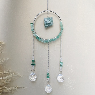 Glass Pendant Decoration DJEW-PW0019-11F-1
