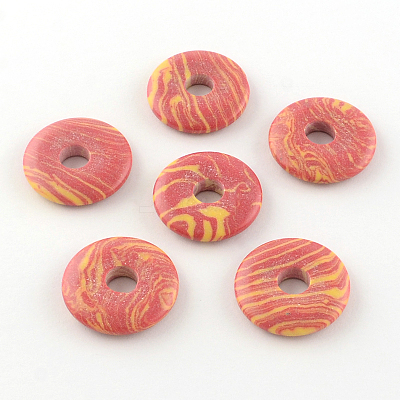 Dyed Donut/Pi Disc Mixed Stone Pendants G-R338-M-1