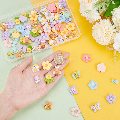 84Pcs 14 Styles Spring Theme Opaque Resin Cabochons CRES-PH0001-13-1
