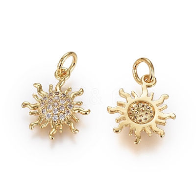 Brass Micro Pave Cubic Zirconia Pendants ZIRC-G166-20G-1