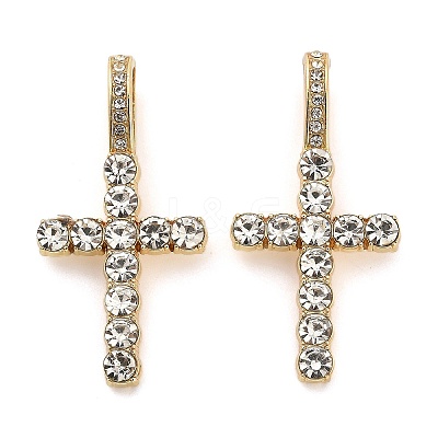 Rack Plating Alloy Pendants with Rhinestone PALLOY-Q005-02G-1