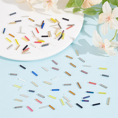 2250Pcs 15 Colors Glass Bugle Beads SEED-GO0001-06-1