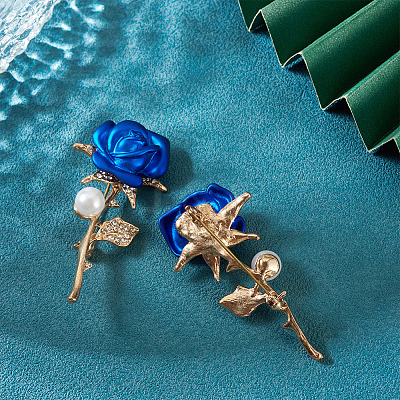 2Pcs Valentine's Day Rose Zinc Alloy Crystal Rhinestone Brooches JEWB-TADJ0001-02A-1