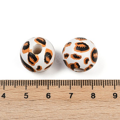 Painted Wood European Beads WOOD-F017-04A-1