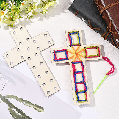 1Pc Easter Unfinished Wooden Cross WOOD-SP0001-69-1