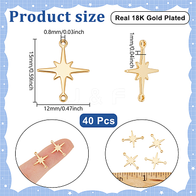 40Pcs Brass Connector Charms KK-UN0005-63-1