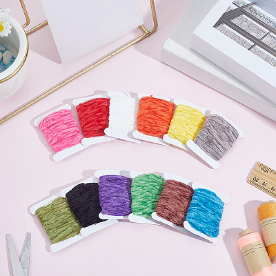 12Pcs 12 Colors Polyester Chenille Yarn Roll OCOR-SP0001-36-1