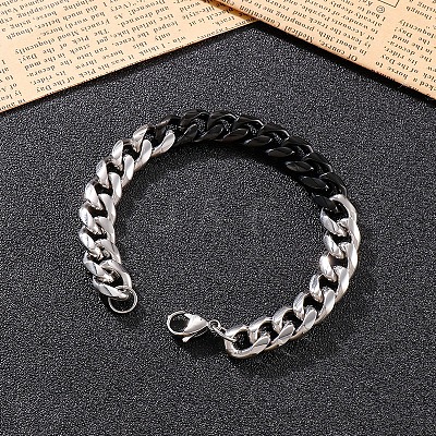 Two-tone 304 Stainless Steel Cuban Link Chain Bracelets for Men FS-WG114D5-05-1