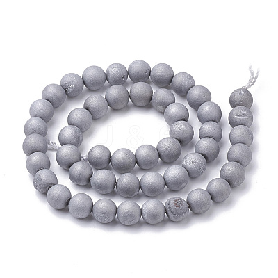 Electroplate Natural Druzy Geode Weathered Agate Beads Strands G-S284-10mm-07-1