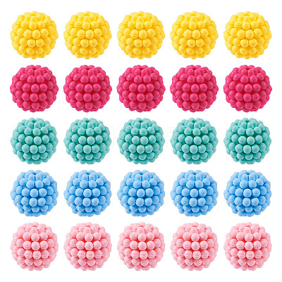 50Pcs 5 Colors Rubberized Style Acrylic Beads SACR-TA0001-32-1