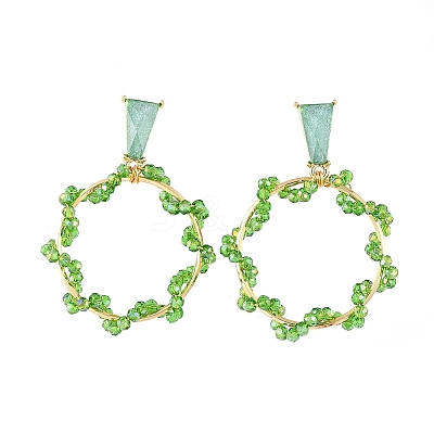 Glass Beads Dangle Ear Studs EJEW-JE03916-02-1