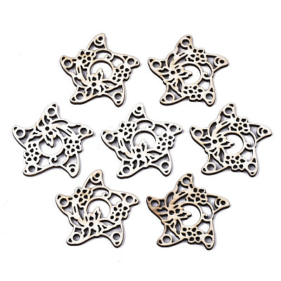 Unfinished Natural Poplar Wood Filigree Joiners Links X-WOOD-N006-75-1