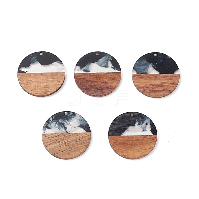 Pearlized Resin & Walnut Wood Pendants WOOD-C016-01G-1