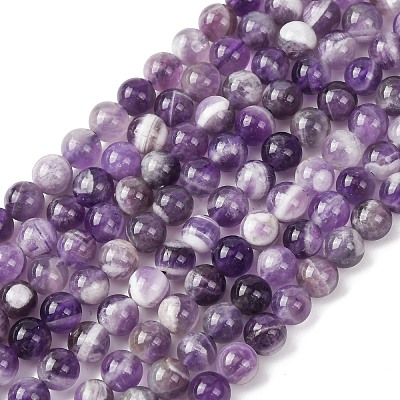 Natural Chevron Amethyst Beads Strands G-P428-04A-6mm-1