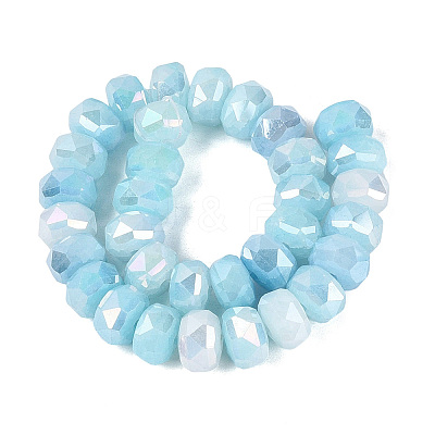 Electroplate Crackle Imitation Jade Glass Beads Strands EGLA-Q135-01A-C03-1