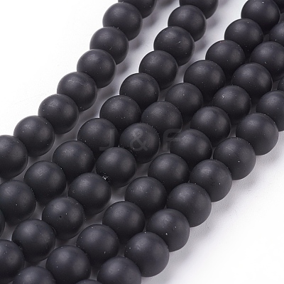 Synthetic Black Stone Beads Strands G508-1-1