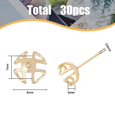 30Pcs Ion Plating(IP) Brass Stud Earring Findings KK-DC0003-01-1