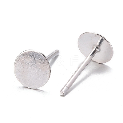 925 Sterling Silver Flat Pad  Stud Earring Findings STER-K167-045E-S-1