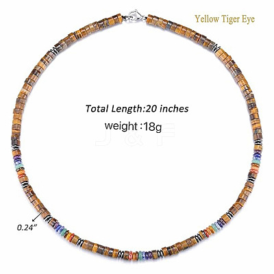 Chakra Natural Tiger Eye Heishi Beaded Necklaces MA5809-3-1