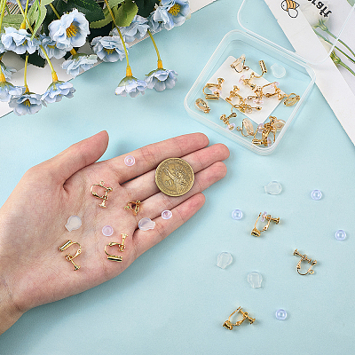 Brass Clip-on Earring Converters Findings KK-BBC0021-50G-1