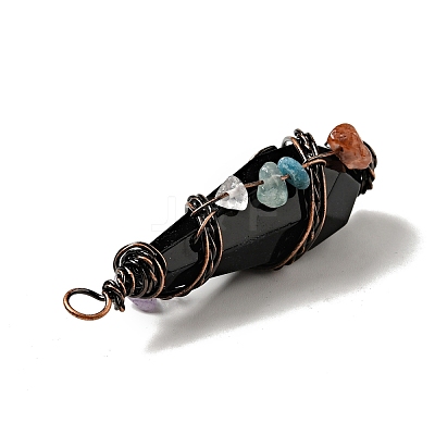 Natural Obsidian Pointed Big Pendants G-G860-03R-03-1