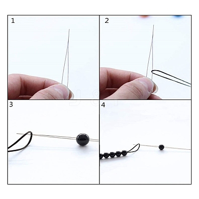 Tarnish Resistant Stainless Steel Collapsible Big Eye Beading Needles SENE-PW0013-02I-1