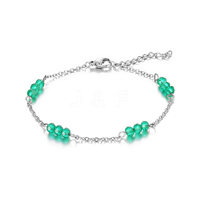 Adjustable 304 Stainless Steel with Glass Beaded Bracelet for Women ZT6670-2-1