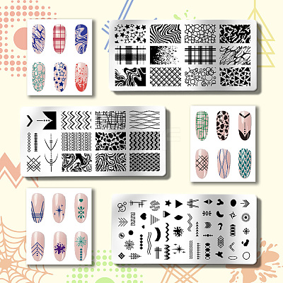 Stainless Steel DIY Nail Art Templates MRMJ-WH0092-002-1