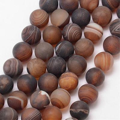 Natural Striped Agate/Banded Agate Bead Strands G-K166-12-6mm-04-1