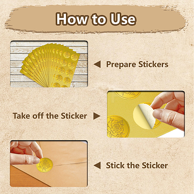 15 Sheets Gold Foil Paper Picture Stickers STIC-WH0025-007-1