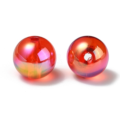 UV Plating Transparent Rainbow Iridescent Acrylic Beads TACR-D010-07F-1