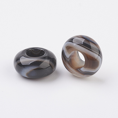 Natural Striped Agate/Banded Agate European Beads X-G-G740-12x6mm-23-1