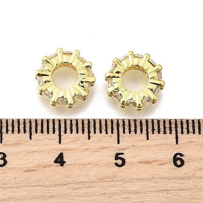 Brass Micro Pave Clear Cubic Zirconia Beads KK-K300-02D-G-1