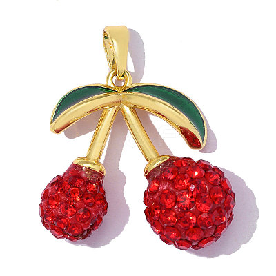 Brass Micro Pave Red Cubic Zirconia Pendants CU-OY001-45G-1