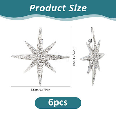 6Pcs Star Alloy Rhinestone Lapel Pins for Backpack Clothes JEWB-DC0001-39P-1