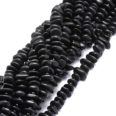 Natural Shungite Stone Beads Strands G-E569-J18-1