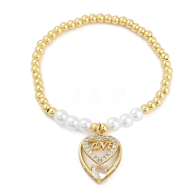 Brass Micro Pave Cubic Zirconia Charm Bracelets for Women LS-BJEW-M050-02G-03-1