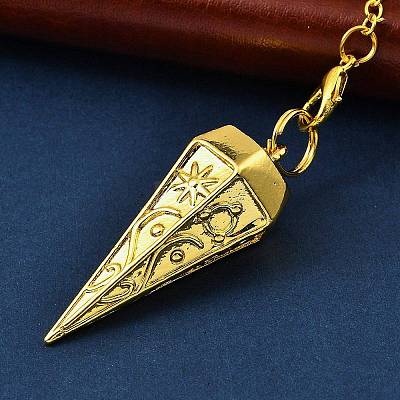 Rack Plating Brass Cone Dowsing Pendulum Pendants AJEW-G064-01G-1