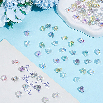 80Pcs Teardrop Electroplated Transparent Glass Charms GLAA-PA0001-68-1