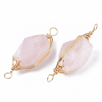 Natural Rose Quartz Links connectors G-T131-04D-1