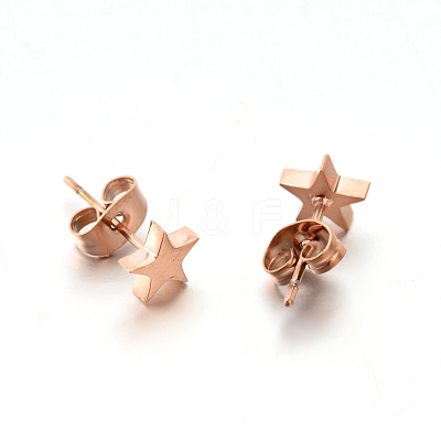 Ion Plating(IP) 304 Stainless Steel Ear Studs EJEW-P045-05RG-1