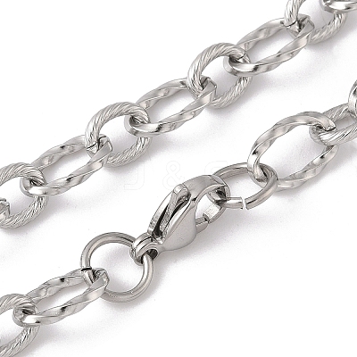 Tarnish Resistant Unisex 304 Stainless Steel Textured Cable Chain Necklaces STAS-L127-01P-1