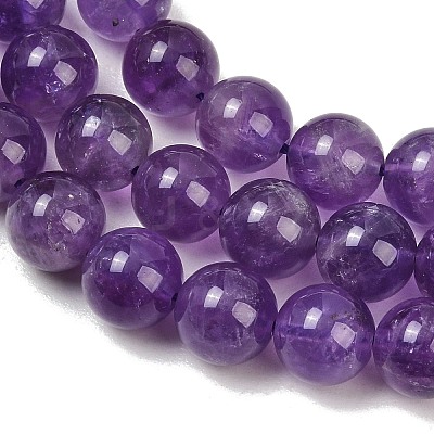 Natural Amethyst Round Bead Strands G-M212-10mm-01A-1