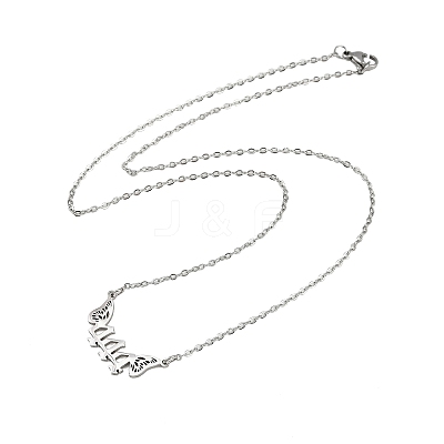 201 Stainless Steel Number 444 with Butterfly Wings Pendant Necklaces LS-NJEW-P332-01B-P-1