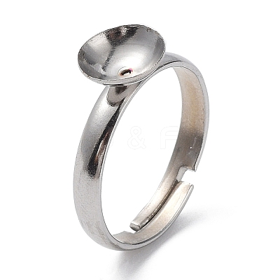 Tarnish Resistant Adjustable 304 Stainless Steel Finger Rings Components STAS-E163-97P-1