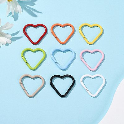 18Pcs 9 Colors Baking Paint Alloy Spring Gate Rings FIND-SC0017-36-1