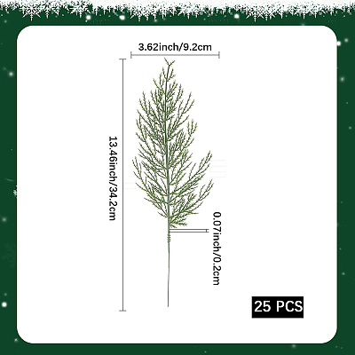 25Pcs Plastic Artificial Pine Needle Branches FIND-CP0003-34-1